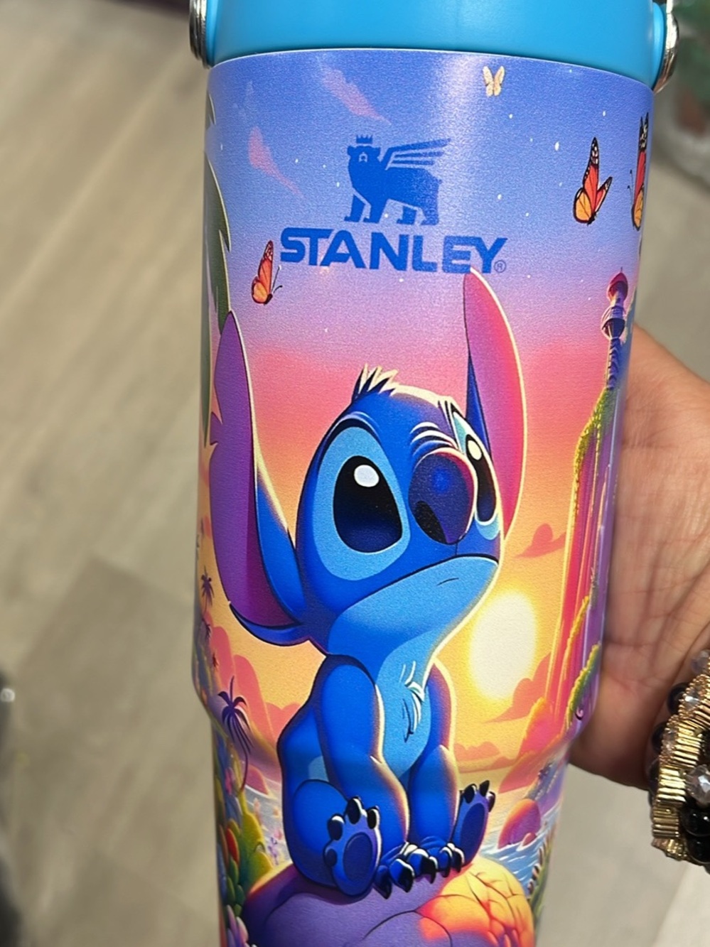 Stanley Kids Blue & Purple Stitch Insulated Bottle - Sunset Art 30 0z